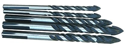 Dreieckiger Glasbohrer 5-in-1 aus Legierung für Bohrmaschine | Verstärkter Kopf, für Glas, Keramik und Putz, Passend für Handbohrmaschine und Tischbohrer