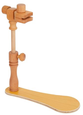 SUPERFINDINGS Stickständer Aus Holz Drehbarer Kreuzstichhalter Knieständer Burlywood Farbe Freihändiges Nähen Basteln Stickwerkzeuge 28.5x10.2x25cm
