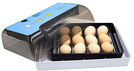 Vollautomatisch Brutmaschine Brutautomat 12 Eier Inkubator Hühner Eggs Automatic Bruteier | Turbo-Lüfter | LED-Anzeige | ABS-Material | 40W Leistung