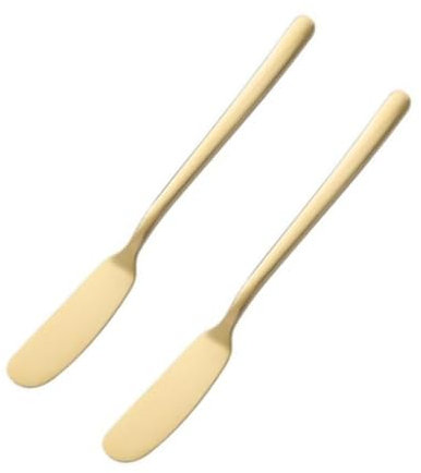 Luxshiny Juego De 2 Cuchillos De Untar Mantequilla De Acero Inoxidable Dorado De 6.5 Pulgadas Para Queso Mermelada Y Decoración De Repostería En Cocina Y Restaurantes