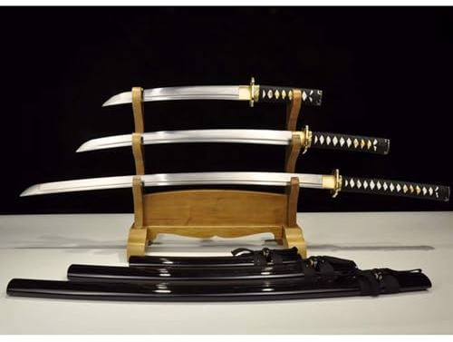 LQSMX sword Samurai Schwert 3-teilig Set scharf Katana Handgeschmiedeter 1045 Stahl Geschenk, Dekoration und Überleben im Freien