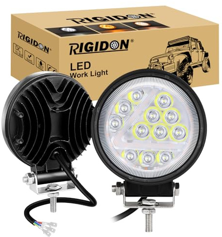 RIGIDON 2 Piezas 4 pulgadas 36W faro de trabajo redonda, largo alcance blanco y ámbar spot lámpara para off road camión coche ATV 4x4 tractor, foco led 12v 24v spotlights