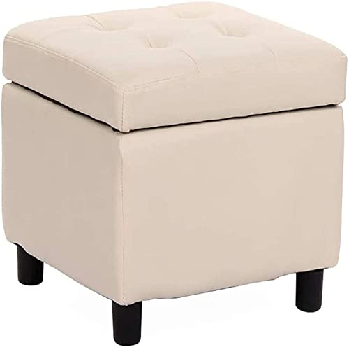 Fußhocker, Ottomane, Aufbewahrungshocker, Ankleide-Nagelbank, Schuhbank/Kindersofa-Bank/Ottomane/PU-Kunstleder (Farbe: Beige), Heimdekor-Stuhl