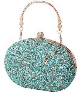 CORIOS Paillettes Clutch da Donna Borsetta da Sera Pochette Piccolo con Catena Borsa Sposa Elegante Borsa a Spalla Borsa a Tracolla Gorgeous Borse Messenger Blu Verde