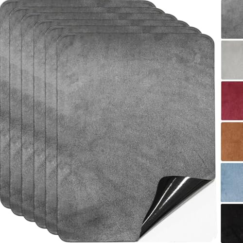 Mikrofaserstoff Selbstklebend, 6 Stück 20 * 30cm Flicken, Stoff Reparatur Patches, Wildleder Optik Kunstleder (Dunkelgrau)