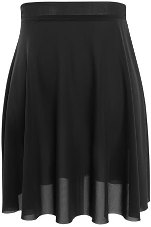 DanceDaily Ballettrock für Erwachsene, weiches Netzgewebe, Tanzröcke, elastische Taille, Ballerina-Kleidung, Schwarz, Mittel
