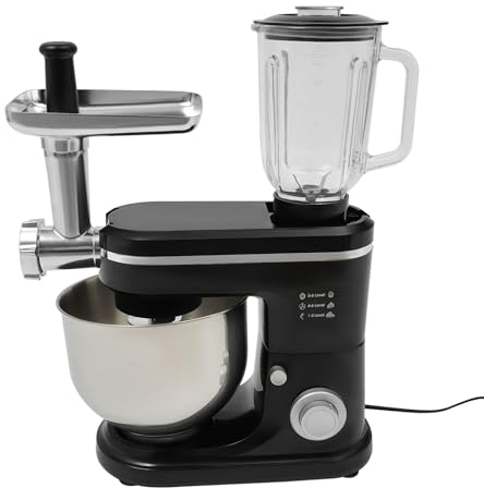 Robot da cucina universale 3 in 1 Set robot da cucina multifunzione con tritacarne, frullatore con spremiagrumi da 1,5 l e ciotola in acciaio inox da 6 l, per cucine, ristoranti, panetterie, colore