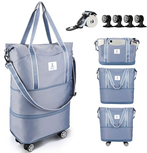 Arxus Reisetasche Erweiterbar mit Rollen 25L-55L Faltbare Handgepäck Tasche | Große Reisetaschen für Damen Herren zum Reisen Sport Camping Weekender Übernachtung