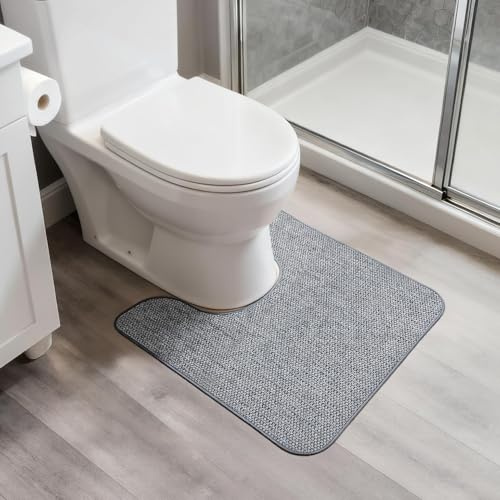 Bosap Alfombras de baño en Forma de U, Lavables a máquina, Antideslizantes, de Secado rápido, superabsorbentes, ultrafinas, para Inodoro, Color Gris, 1 pie 8 x 2 pies (20 x 24 Pulgadas)