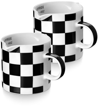 ABRUTY Espresso Cups, 5 OZ Ceramic Double Spouts Cups, Espresso Shot Cup with Handle and Measuring, Small Coffee Mugs Accessories for Espresso Machine Set Suitable for Milk Syrup