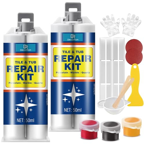 Kit de réparation en porcelaine, 100ml Kit de réparation de carreaux et de baignoires, Pour les fissures, les bosses, les trous sur un évier de baignoire en céramique