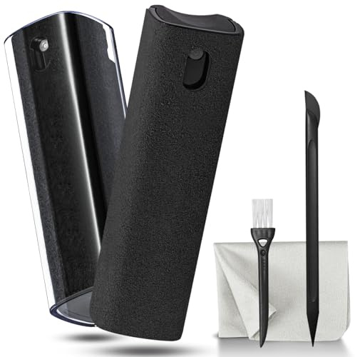 walrfid 2 Pack Screen Cleaner Spray and Wipe for Laptop Monitor and Car Screens, Phone Touchscreen Mist Cleaning Kit for Cellphone, Tablet, PC, Computer, LCD, MacBook, iPhone, iPad, Mac Pro - Black