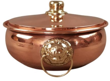 MagiDeal Copper Hot Pot Shabu Shabu Pot Easy to Clean Stockpot Cookware Versatile Chinese Traditional Soup Pot for Kitchen Restaurant, 24cm