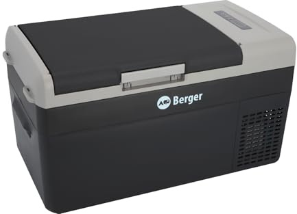 BERGER Tragbare Kompressor Kühlbox MC 20 Liter | Elektrische Kühlbox ideal für Camping mit Elektronischer Anzeige | Leistungsstarke Kühlung, 12/24/230 V | Perfekt für Reisen & bei jedem Wetter