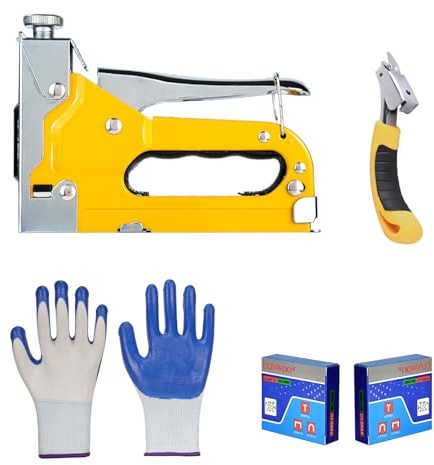 3-in-1 Heavy Duty Staple Gun with 1200 Staples | Adjustable Force & Anti-Jam Design | Professional Upholstery, Carpentry, DIY Tool for Furniture, Crafts, Home Decoration
