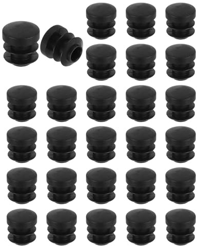 QUARKZMAN 48 Stück Runde Abdeckkappen, Schwarze Blindstopfen, Rohrabdeckung aus Polyethylen 14mm (0,55 Zoll) Möbelbeinrohr Einsatz Kunststoffkappen, Verschlusskappe für Stuhl Sofa Regal