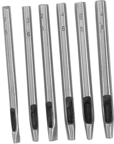 OFFIGAM 6 Stück Leder Locher Lochpunsch Für Leder Tag Puncher Ovaler Locher Punch -werkzeug Kreis Loch Punch Locher Für Die Holzbearbeitung Gürtelschlag Hohler Schlag Rostfreier Stahl Grey