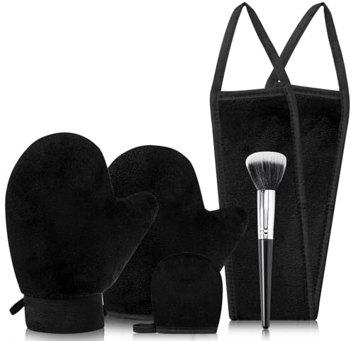 5 in 1 Self Tanning Mitt and Brush Self Tan Mitt Glove Tanning Brush for Body and Face Fake Tan Brushes Lotion Applicator for Back Tanner Applicator Back Tanning Mitts Reusable Prevent Stained Hands