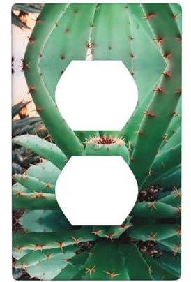 WZYWHJ Double socket decorative wall Plate - easy to Install - Ideal for Residential and Commercial Areas 4.5 X 2.76 In Agave Cactus Printing