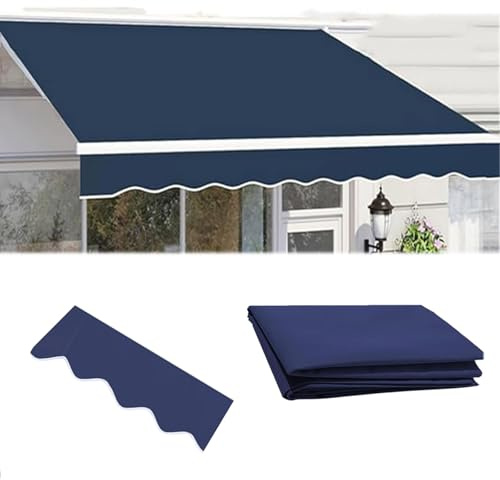 Manual Retractable Outdoor Awning Replacement Fabric (without Frame) 100% 280g Ployester Sunshade Shelter Canvas for Terrace Shop with Front Valance(Size:3x2.5m,Color:Blue)