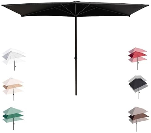 GSKDZG Demi-Parasol Mural 2m 2.5m 2.7m Ombrelle de terrasse Rectangulaire Parasol De Jardin Réglable En Hauteur(Black,270x150cm/9x5ft)