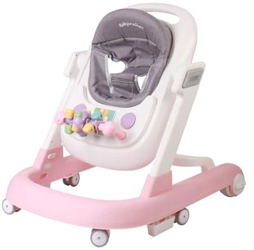 Lauflernhilfe mitwachsend, Lauflernhilfe mit Aktivitäten, verstellbar, Aktivitätsbogen verstellbar mit Spielzeug, für Babys von 6 bis 12 Monaten, 60 x 55 x 70 cm, Rosa