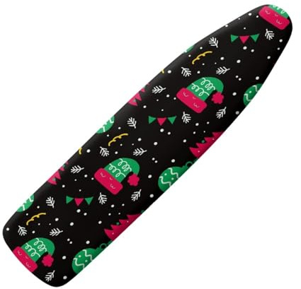 Ironing Board Covers 122 x 38 cm Black Green with Padding, Easy Fit and Resists Scorching,Bungee Elasticated Ironing Board Covers Large, Easy Placement
