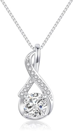 Loutade Kette Silber 925 Damen, 925 Sterling Silber Halskette mit Zirkonia | 45+5cm Silberkette mit Anhänger, Geburtstagsgeschenk für Frauen Mädchen, Halskette Damen zum Geburtstag Weihnachten