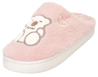 JOMIX Pantofole Donna Invernali Ciabatte Calde da Casa in Peluche Simpatico Modello di Orso Leggero e Antiscivolo Uso Interno ed Esterno WPW255168 (Rosa,38/39)