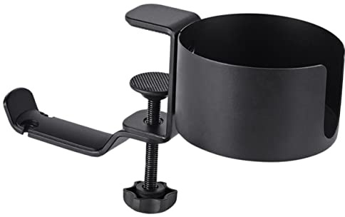 TOBBOMEY Portavasos De Mesa Ajustable para Escritorio Soporte para Auriculares De Colgador De Auriculares De Escritorio Portavasos para Mesa Compatible