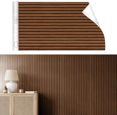 KAHCOP Selbstklebend Tapete Holzoptik Wandpapier 40cmX300cm Holz Selbstklebende Wandaufkleber Vintage Holz tapeten Dekorative Aufkleber für Möbel Wandtür Wasserdicht (Dunkelbraune Holzmaserung)
