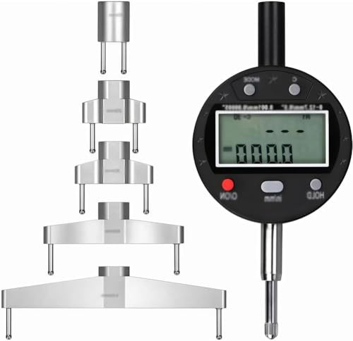 Gvqng High Accuracy Digital Radius Gauge, Radius Gauge Set with 5 Changeable Measuring Jaw, Radius: 0.2-27.5(5-700mm), Linear: 0-0.5 (0-12.7mm), Radius Measuring Tool,Black
