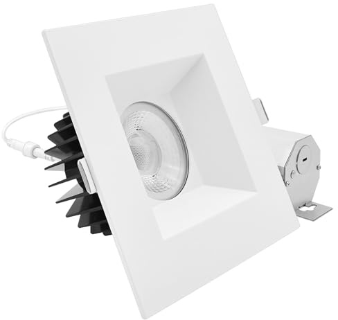 LUXRITE 6 Inch LED Recessed Light, Regressed Spotlight with Square White Interchangeable Trim, 22W, 1800LM, 5CCT 2700K–5000K, 38°, Dual Dimmable, Twist-N-Lock, CRI90, Wet & IC Rated, ETL Listed