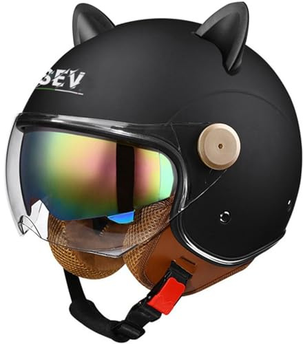 Mezzo Casco Moto Vintage Con Doppia Visiera Caschi Jet E Demi-Jet Retrò Omologato DOTECE Aperto Casco Per Motocicletta Caschi Cromwell Adulti Uomini Donne Elmetto Scodella H,XL