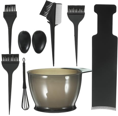 DIYEAH Kit de Teinture Capillaire 9 Pièces pour Salon – Palette, Bol de Coloration, Pinceau à Teinture, Peigne pour Mèches – Outils Légers et Réutilisables, pour Style Plusieurs styles