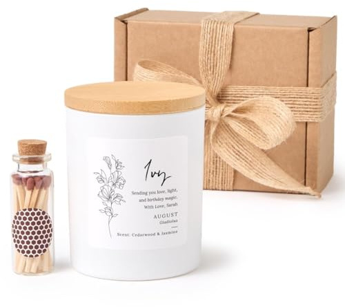 Pomchick - August Birthday Candle Gift for Her with Gladiolus Birth Flower – Elegant August Birth Month Floral Keepsake