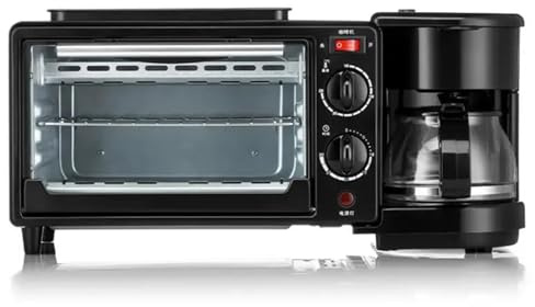 3-in-1 Breakfast Station With Coffee Maker, 2.38 Gallon Automatic Timed Bread Oven, Frying Pan & Sandwich Maker, Multifunctional Healthy Snacks Maker For Family Kitchen, All-in-one Breakfast Machine