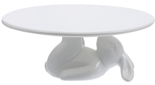 DECORNIJIA Porta Torta Decorativo in Ceramica Figura di Coniglio, Alzata per Dolci Multiuso per Frutta e Snack Durante Eventi e Feste