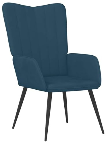 QJBSAVVA Relaxsessel Samt Blau - Polstersessel mit Stahlgestell und Schaumstoffpolsterung - Eleganter Armlehnstuhl für Wohnzimmer und Lounge - 61 x 70 x 96,5 cm