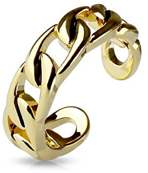 Paula & Fritz® Ring Damen Verstellbar Kettenglieder Gold 316L Chirurgenstahl Zehenring Mittelring Partnerring Freundschaftsring Offen Einstellbarer-Ring