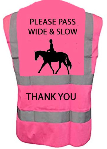 Hi Vis Viz High Visibility Reflective Vest Horse Riding Equestrian Safety Vest (Adult S 36/38, Pink)