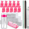 FANDAMEI Gel Nail Polish Remover Tool Kit - Gel Nail Remover Clips with Pump Bottle Dispenser & 500pcs Lint Free Nail Wipes, Acrylic Nail Remover Kit with Cuticle Pusher Nail Clips, Pink