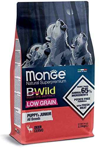 Monge BWILD PUPPY DEER, cibo per cani per tutte le razze ( per cuccioli, secco con carne di cervo, con pochi cereali, contenuto: 12 kg)
