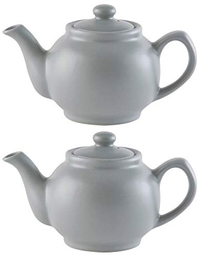 Price & Kensington Traditional Ceramic Tea Serving Teapot 2 Cup Matt Grey (Pack of 2)