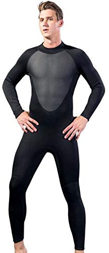 Combinaison de Plongée Homme Hiver 3mm Néoprène Ultra Stretch Complètes Wetsuit Une Pièce Imperméable à Manches Longues Combinaison de Plongée Black-5XL