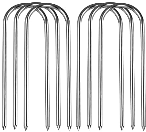 Synoratory Trampolines Wind Stakes Heavy Duty U Type Sharp Ends Safety Ground Anchor Galvanized Steel for Soccer Goals, Camping Tents and Huge Garden Decoration(6pack, 12),11.8 inch Wind Stakes 6packs