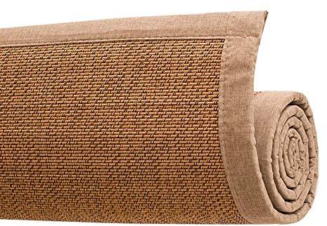 Anpassen Bambus Teppich Wohnzimmer Schlafzimmer Sommer Matten Erker Fenster Kissen rutschfest Komfortable Balkon Bodenmatte, 13 MM dick (Farbe: Braun, Größe: 90x200cm)