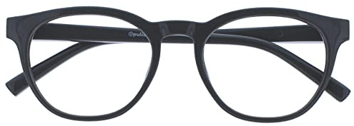 OPULIZE BLU Blaulichtfilter Lesebrille für Damen Herren, Blendfreie UV400-Schutz Federscharnier Anti-Müdigkeit, Runder Rahmen, Computerbrillen Gaming, Grau +0,00