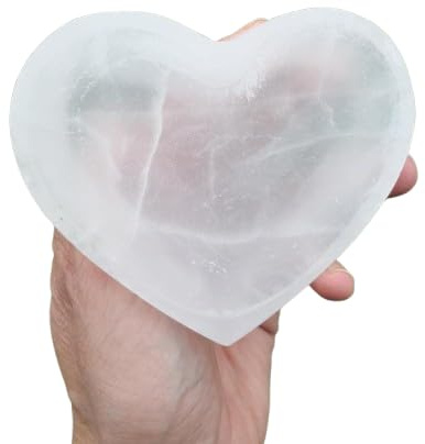 Cuenco selenita corazón natural, limpieza de minerales