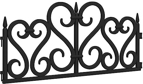 vidaXL 17x Rasenkante Beeteinfassung Gartenzaun Beetumrandung Raseneinfassung Zaun Zierzaun Palisade Rasenkanten Ziergitter Schwarz 10 m PP